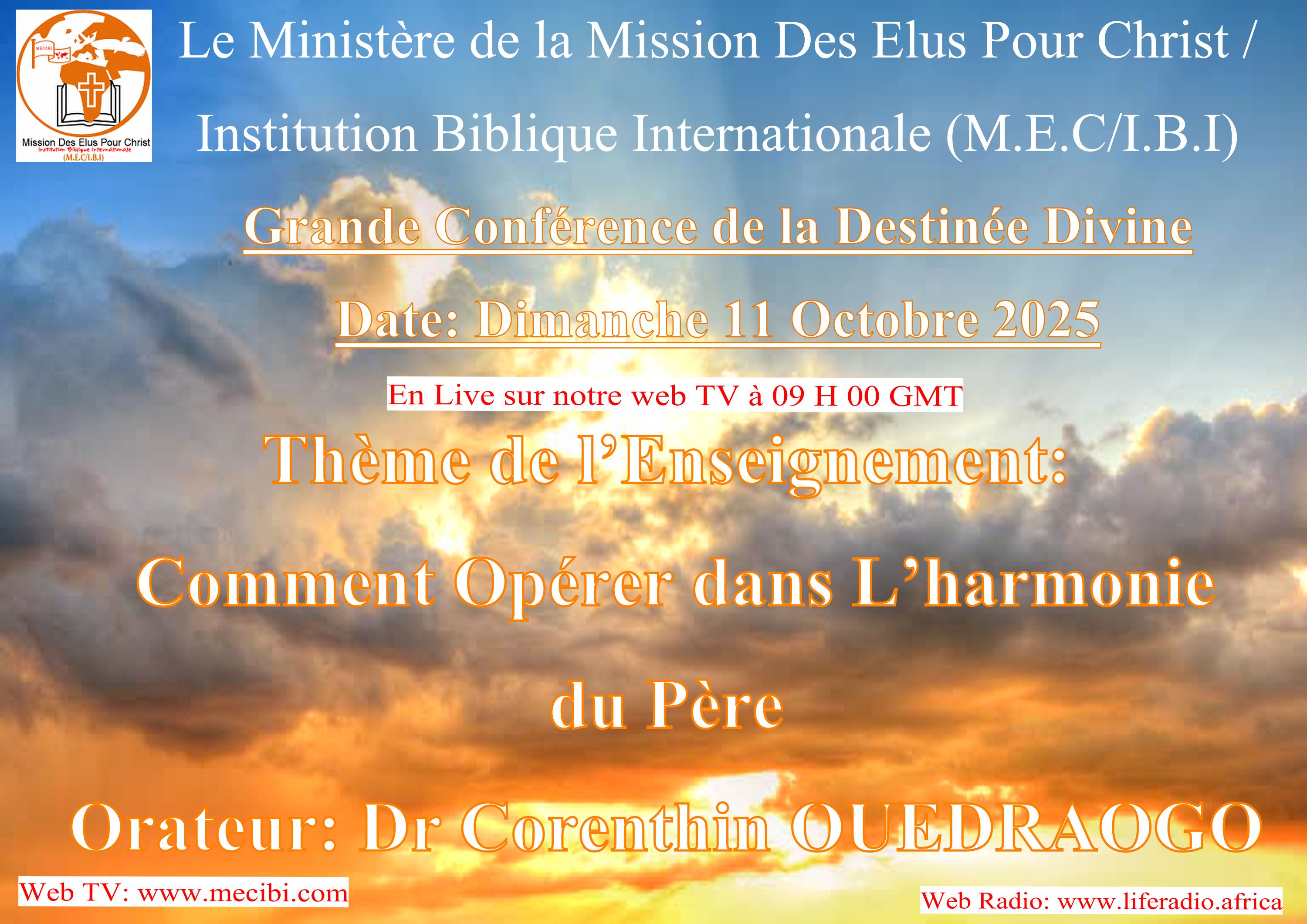 CONFERENCE DE LA DESTINEE DIVINE DU DIMANCHE 12 OCTOBRE 2025